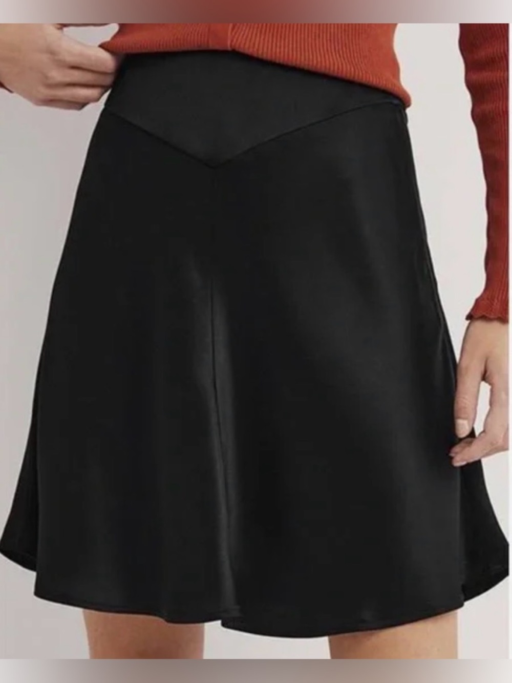 Boden NWT Black Satin Bias Cut Mini Skirt US 6, style R0197